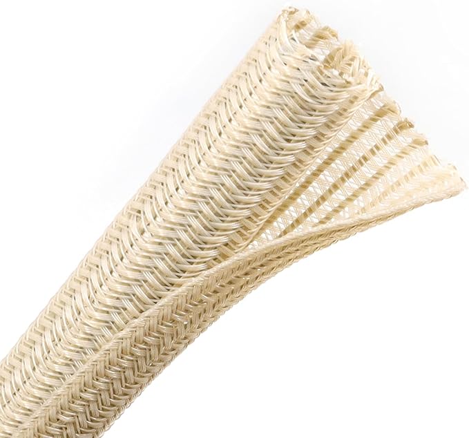 Wire Loom Tubing, 10ft Split Braided Cable Management Sleeve, Flexible Mesh Cord Protector Cable Sleeve for TV Computer (Wooden Color, 1/2")