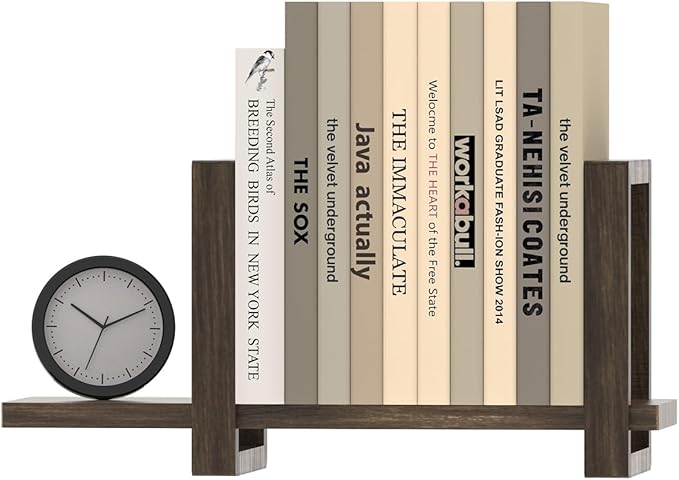 100% Solid Wood Adjustable Desktop Bookshelf, Retro Tabletop Bookshelf, Desk Shelf for Living Room, Home, Office, Perfect for Magazine, Books, Cookbooks, No Tools Required to Assemble, Dark Brown