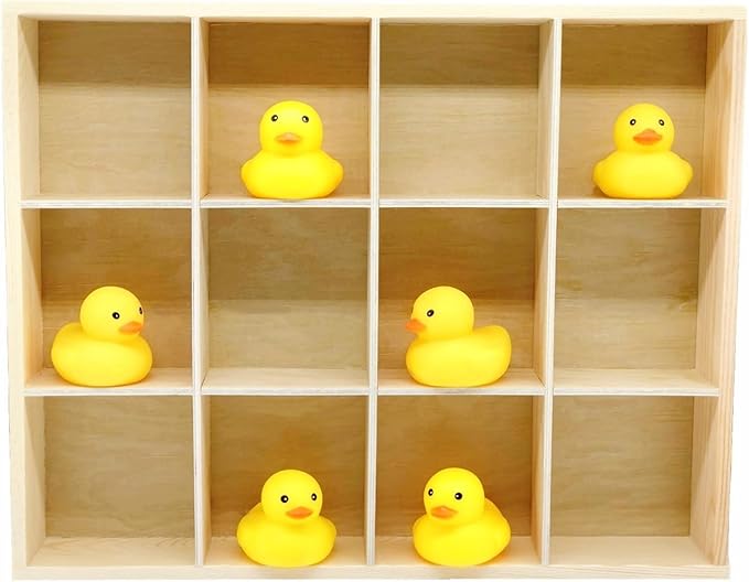 1 Pcs 13.4''x10.6''x2'' Wooden Storage Divider Box Showcase Display Box Organization Tray Display Holder Tabletop Drawer with 12 Compartments for Home Craft Office Kitchen Storage