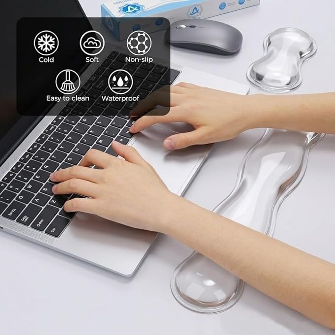 Gel Wrist Rest for Keyboard and Mouse, Wrist Rest for Keyboard, Mouse Wrist Support, Pain Relief, Cool Touch, Non-Skid, Keyboard and Mouse Wrist pad Set