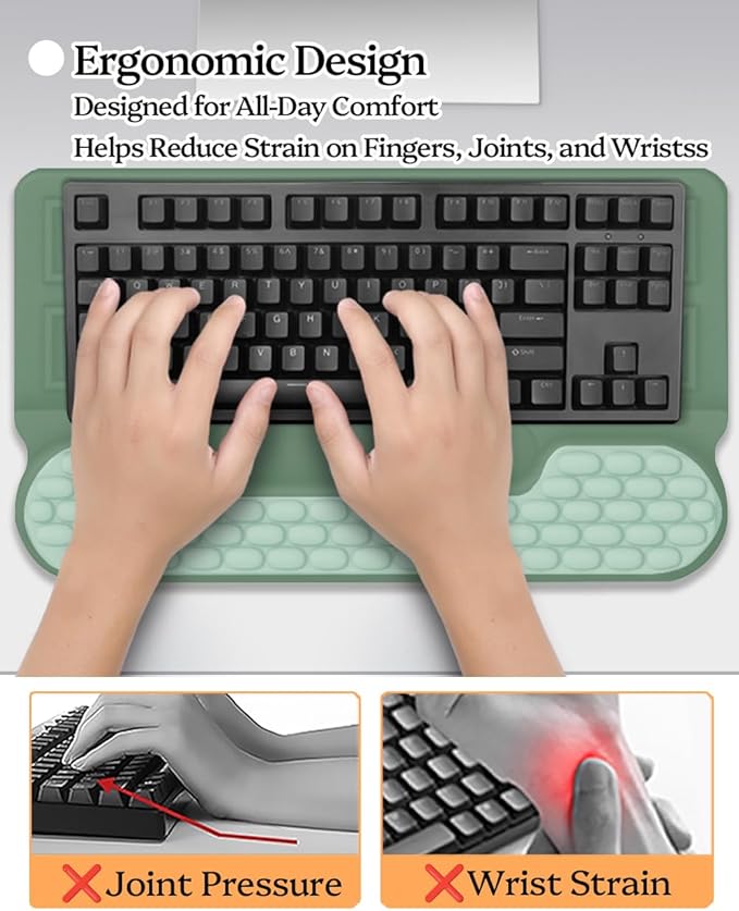 Wrist Rest for Computer Keyboard, 2 in 1 Keyboard Wrist Support Pad, Memory Foam Keyboard Riser Holder Lift Tray with Wrist Pad for Easy Typing for Office Desk, Home, School (Green)
