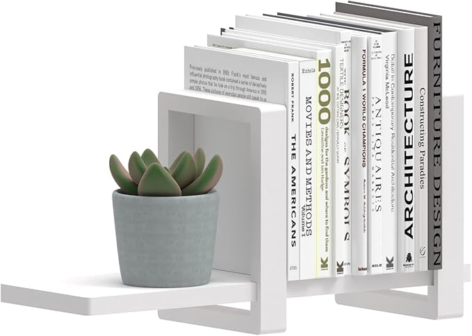 100% Solid Wood Adjustable Desktop Bookshelf, Retro Tabletop Bookshelf, Desk Shelf for Living Room, Home, Office, Perfect for Magazine, Books, Cookbooks, No Tools Required to Assemble (White)