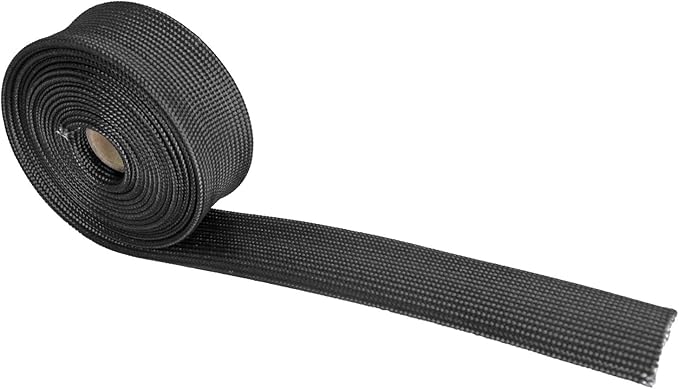 Fiberglass Heat Wrap Wire Shield Sleeve- 1" IDX 10' Adjustable Black Exhaust Heat Shield Spark Plug Wire For Car&Auto Wire Loom Brake Line Cable