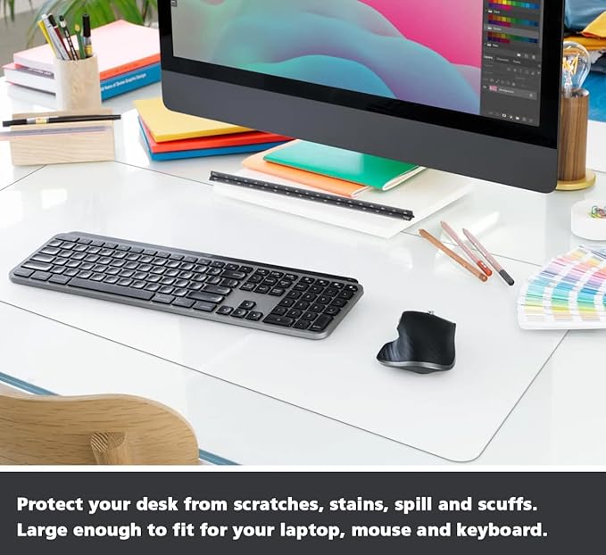 24 x 36 Inches Clear Desk Pad Blotter Plastic Transparent Desk Mat for Desktop PVC Vinyl Table Pad Easy Clean Desk Cover Protector for Writing Desk Tabletop Office Computer with Mouse Pad