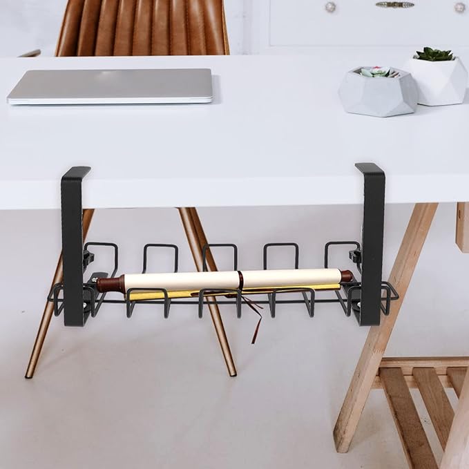 Cabilock Under Table Cable Management Rack in Wall Cable Management kit Cable Clamps Cord Desk Cable Management Rack Wire Cable Tray Under Desk Shelf Desktop Data line Office Carbon Steel