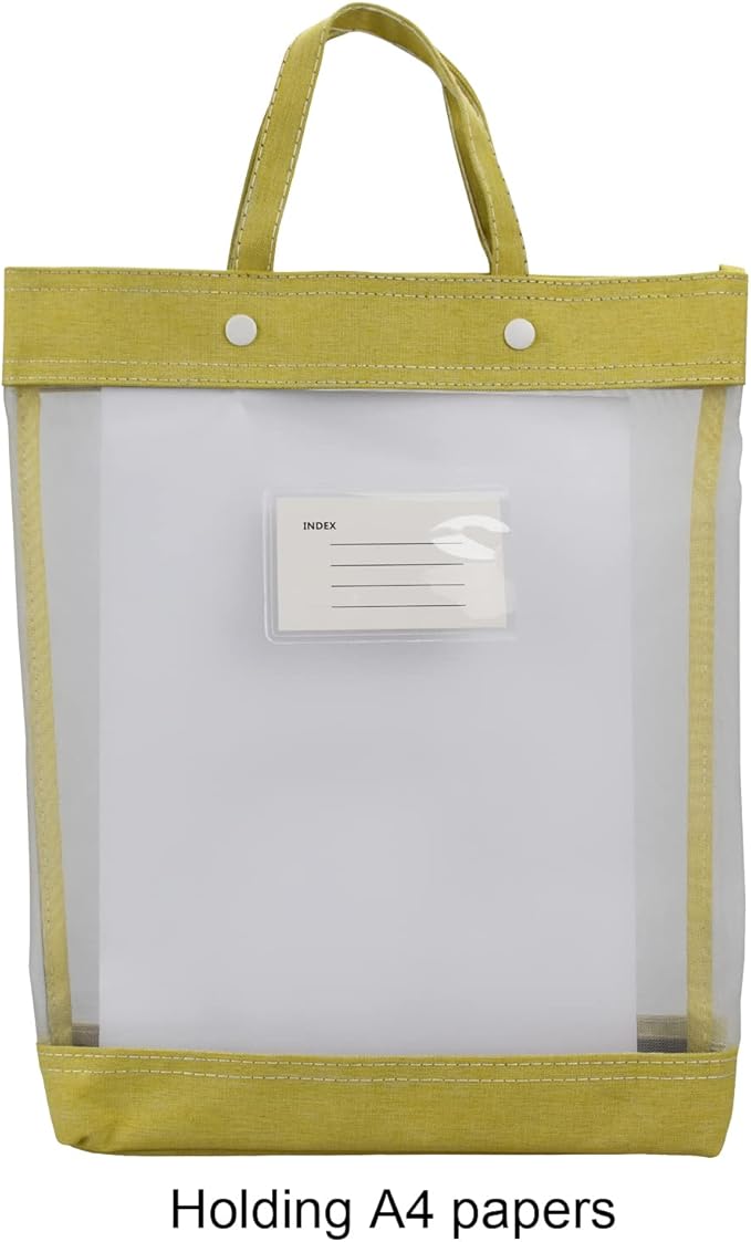 Nylon Document Bag with Handle Light Transparent Mesh File Tote Bag Pouch for Carrying Books Papers (2, BU&YL)