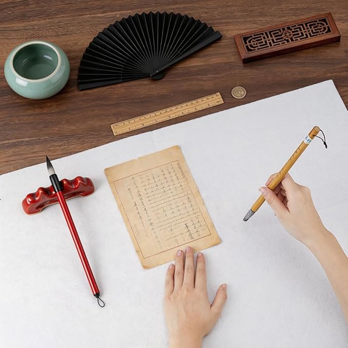 BENECREAT 28×19.7inch Chinese Calligraphy Drawing Felt Mat, 0.12inch Thick White Painting Felt Desk Pad for Calligraphy, Painting and Cultural Activities
