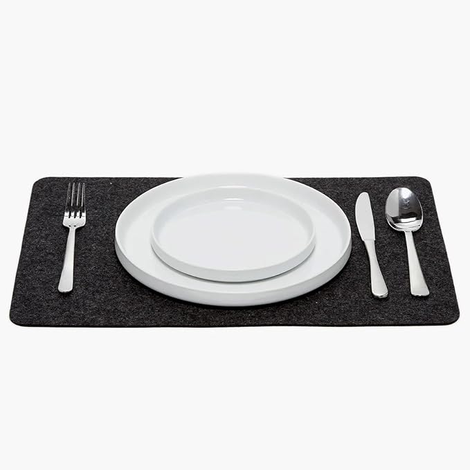 Graf Lantz - Merino Wool Rectangle Placemat - Charcoal (12" H x 18" W) - 3mm Merino Wool Felt Table Mat - Moisture Wicking - Odor, Stain, Heat & Dirt Resistant - Luxury Home Decor - Made in The USA