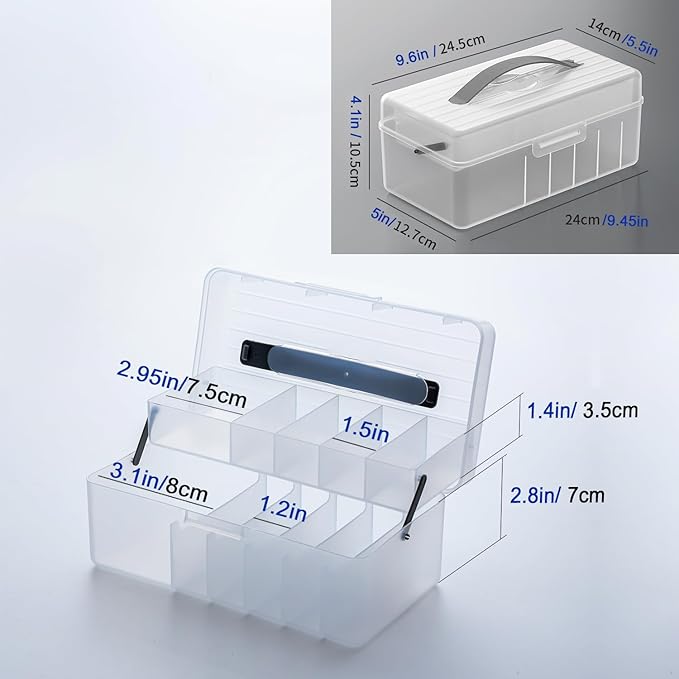 Vidifor Large Cable Organizer Box with 20 Cable Ties, Portable Cord, Charger and Bandages Storage for Drawer, Desk, Office & Home (White)