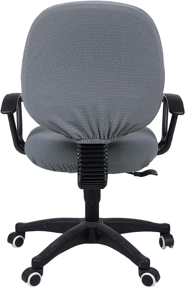 Smiry Stretch Jacquard Office Computer Chair Covers, Removable Washable Universal Desk Rotating Chair Slipcovers Protector, Seat + Backrest Cover, Grey