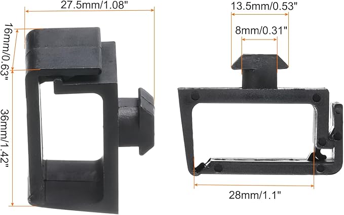MECCANIXITY 6Pcs Single Slot Flat Cable Clamp 28.5mm Hole Dia Wire Holder ABS for 40 Series European Standard Aluminum Extrusion Black