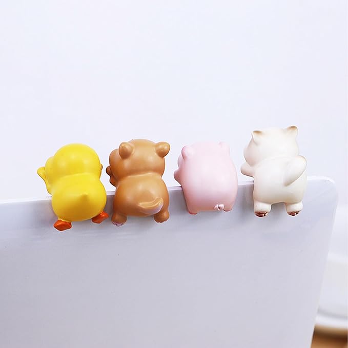 Computer Monitor Decor,Computer Monitors Decors Figurines,Personalized Animal Collectible Figurines, Monitor Decor for Home, Office,Car Decoration (Black)