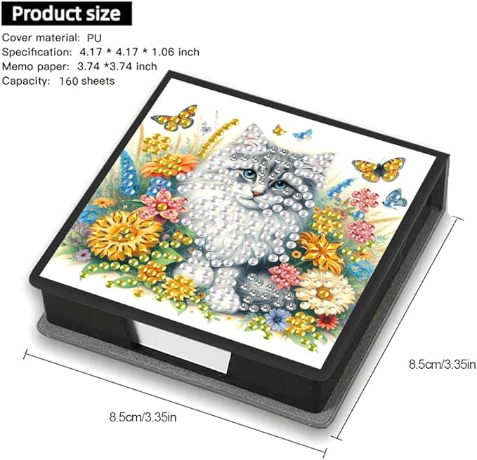 Generic Cat Painting Memo Pad Holder with 160 Sheets of Paper for DIY Art Craft