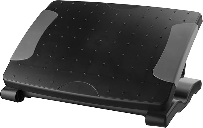 Kantek Ergonomic Adjustable Height Under Desk Footrest, 4 Height Setting, Adjustable Tilt Angle, Supports Legs to Enhance Comfort and Relieve Muscle Fatigue
