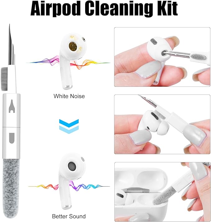 walrfid Laptop Keyboard Cleaner Kit with 80ml Screen Cleaner Spray, 15-in-1 Phone Computer Screen Cleaning Tool for iPhone iPad MacBook, Multi-Function Electronics Cleaning Kit for PC, Camera, White