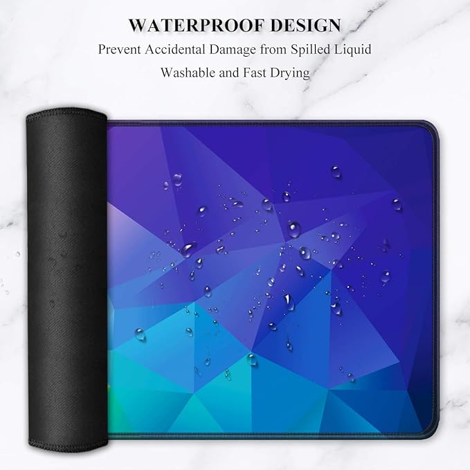 Auhoahsil Large Mouse Pad, Full Desk XXL Extended Gaming Mouse Pad 35" X 15", Waterproof Desk Mat with Stitched Edges, Non-Slip Laptop Computer Keyboard Mousepad for Office and Home, Rhombus Design