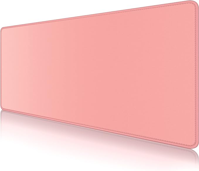 Dapesuom Large Gaming Mouse Pad, Extended Mouse Mat with Stitched Edges, Full Size Keyboard Pad with Non-Slip Base, Big XXL Computer Desk Mats for Gamer, Laptop, Office, 35.5 x 15.7in, Rose Pink