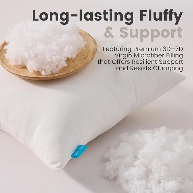 QUIETSEA 18x18 Pillow Inserts, 2 Pack Down Alternative Throw Pillow Inserts, Fluffy Soft Square Decorative Pillows for Bed, Couch and Sofa