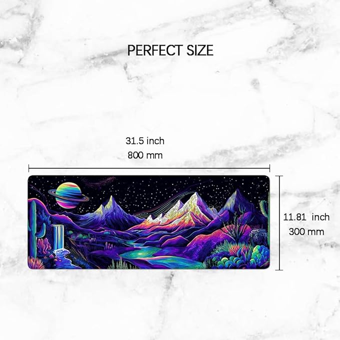 Desk Mat,Desk Pad, XXL Large Mouse Pad,Anti-Slip Big Mousepad with Stitched Edges,Extended Computer Mouse Pads for Desktop Cactus and Mountains