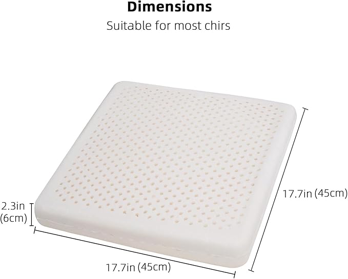 Latex Seat Cushion for Long Hours of Sitting - Office Chair, Car & Wheelchair，Pressure Relief Seat Cushion for Sciatica and Tailbone Pain Relief, Maintains Shape,Bouncy Soft and Supportive.