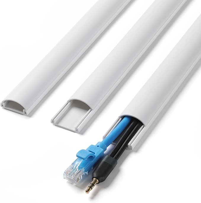 ZhiYo Cord Hider, Cable Hider for 1-2 Cords, Self-Adhesive Cord Covers for Wires on Wall, Wire Cover Wall Mount TV, Cable Raceway White, W1in x H0.45in
