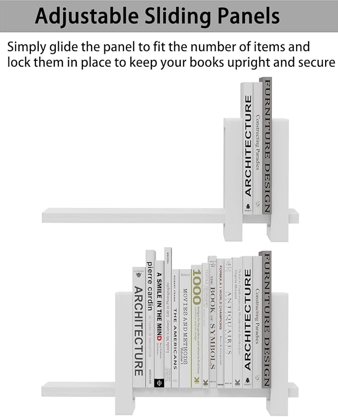 100% Solid Wood Adjustable Desktop Bookshelf, Retro Tabletop Bookshelf, Desk Shelf for Living Room, Home, Office, Perfect for Magazine, Books, Cookbooks, No Tools Required to Assemble (White)