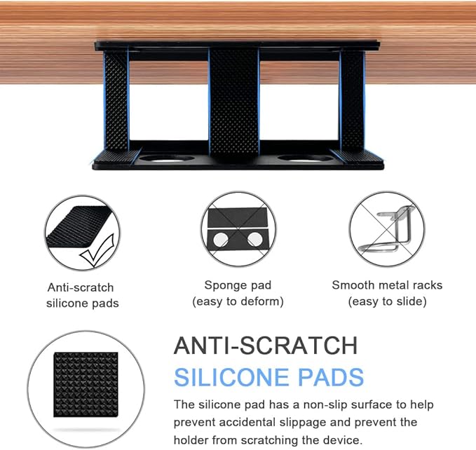 IFCASE Under Desk Laptop Mount with Adhesive & Screw in, Hard Aluminum Under Desk Shelf Holder for Laptop, Mac mini, MacBook, Keyboard with Anti-Scratch Silicone (Black)