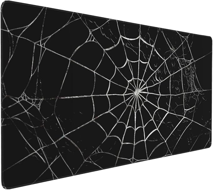 Black Spider Web Large Mouse Pad & Desk Mat Extended Mousepad with Stitched Edges Non-Slip Rubber Base Laptop Computer Keyboard Pad for Gaming, Office & Home Decor, XXXL - 35.4" X 15.7"