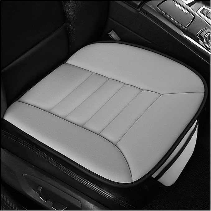povtii Car Seat Cushion with Front Pocket, Non-Slip Bottom Cushion for Car Driver Office or Home Chair, Breathable Pressure Relief Seat Pad with Memory Foam, Car Accessories (Gray)