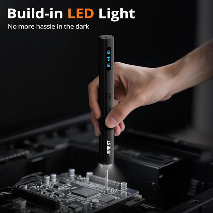 JOREST 155 in 1 Mini Electric Screwdriver Cordless, Precision Power Screwdriver Set, 5 Torque Levels (Max 0.75N.m), Gifts for Men, Magnetic Repair Tool Kit for iPhone, PC, Laptop, PS4 PS5, Xbox, Watch