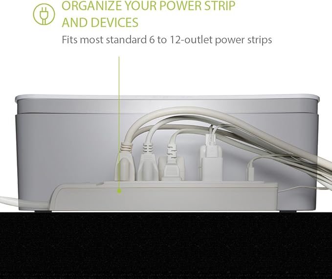 UT Wire in-Box Extra Large Cable Organizing Management Box for Under Desk Surge Protector Concealer White