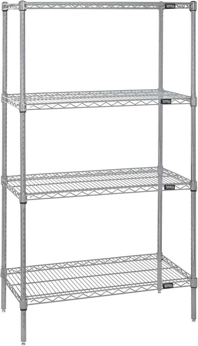 QUANTUM STORAGE SYSTEMS WR74-1842S Starter Kit Wire Shelves Stainless Steel 4 Shelves 74" H x 42" W x 18" D