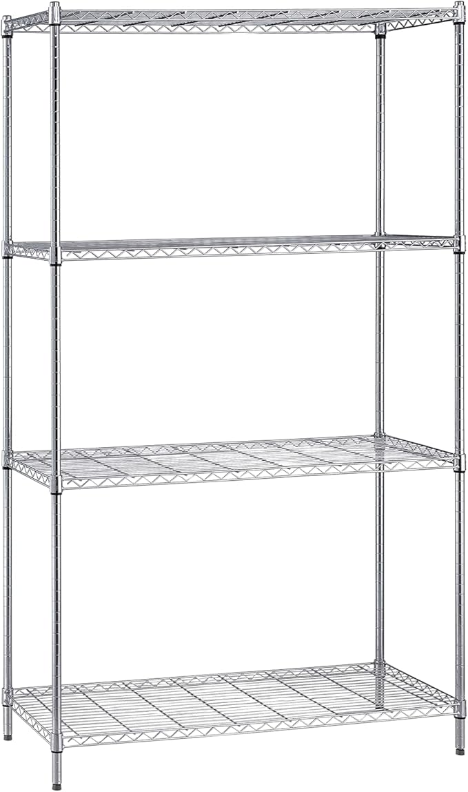 Quantum Storage Systems WR63-2436C Starter Kit for 63" High 4-Tier Wire Shelving Unit, Chrome Finish, 800 lb. Per Shelf Capacity, 24" Width x 36" Length x 63" Height