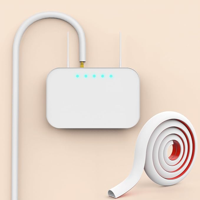 UOMTFAI Wall Cord Hider 196 Inch - Self-Adhesive Wire Cover Raceway for Walls, Flexible PVC Cable Concealer for Home and Office, W0.59 H0.39in - White