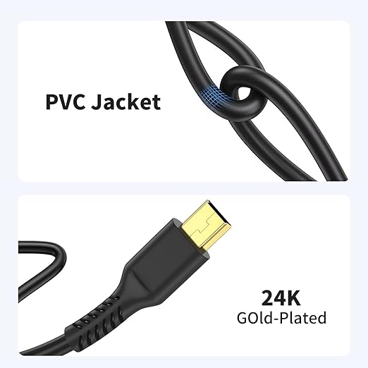 3ft Mini USB Cable, Standard USB 2.0 to Mini B Male Charger Cord Durable USB Mini to USB Charging Cable Compatible with PS3 Controller, MP3 Player, Camera, Dash Cam, Garmin GPS, Hero 3+(Black)