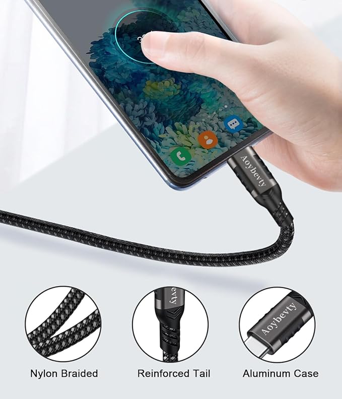 USB A to USB C Cable [2 Pack 6.6ft], USB 3.1/3.2 Data Transfer and 60W 3A Fast Charging Cable, for Android Auto Samsung Galaxy S23 S22 S21 S20 Ultra and Other Type C Phone Laptop PC Devices