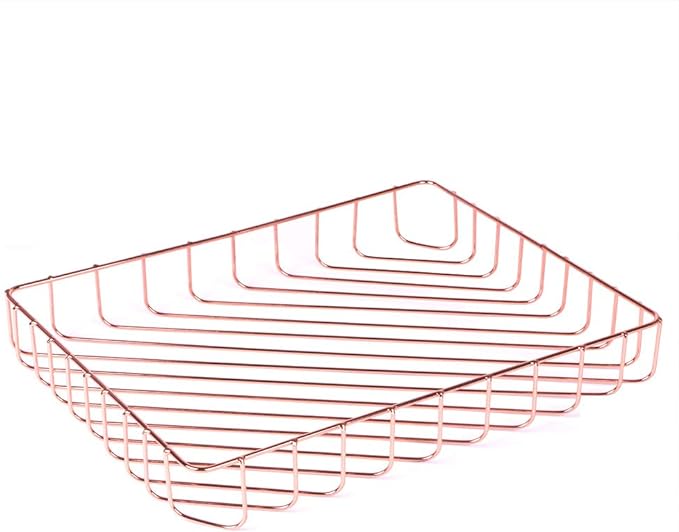 Rose Gold File Organizer for Desk Letter Size Desk Paper Organizer Trays Large Capacity Metal File Organizer Paper Tray Wire Basket Bins for Office Desktop,12.5" x 9.4" x 1.9"