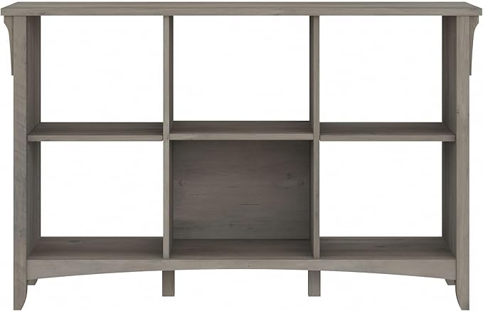 Bush Home Salinas 6 Cube Organizer in Driftwood Gray, Office Storage Solution, Home Organizer with Open Shelving, Compact Unit for Books and Supplies