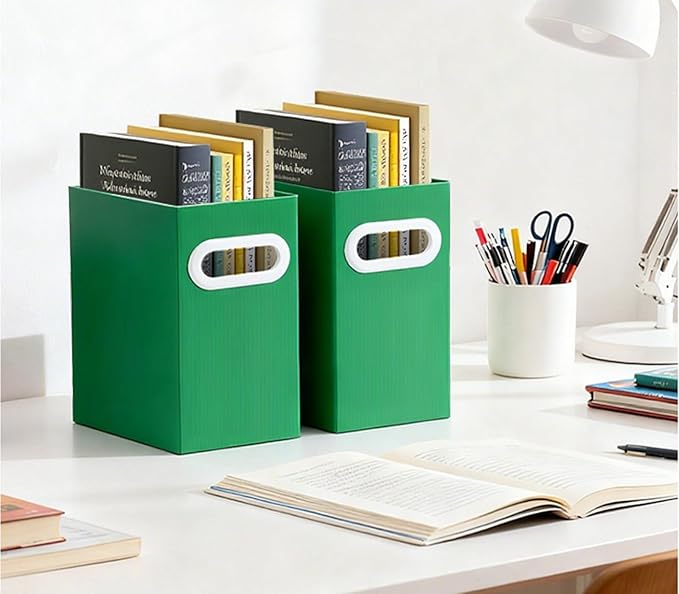 Colorful Cardboard File Organizer, Storage Box for Hanging File Folders Letter Size, Portable Document Organizer with Handle for Home, School, or Office