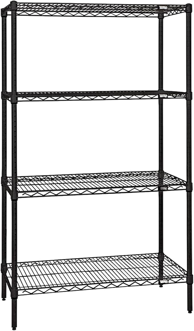 QUANTUM STORAGE SYSTEMS WR74-1842BK Starter Kit Wire Shelves Black Epoxy 4 Shelves 74" H x 42" W x 18" D