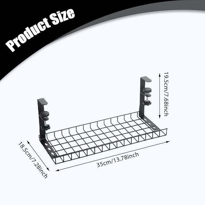 Wire Management Tray Adjustable Cable Tray No Drill Open Slots Cable Raceway Tidy Wire Organiser for Kitchen Internet Cafe