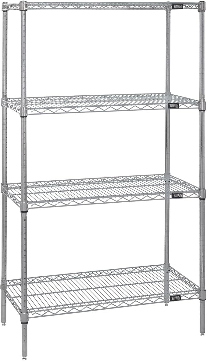 QUANTUM STORAGE SYSTEMS WR63-3060S Starter Kit Wire Shelves Stainless Steel 4 Shelves 63" H x 60" W x 30" D