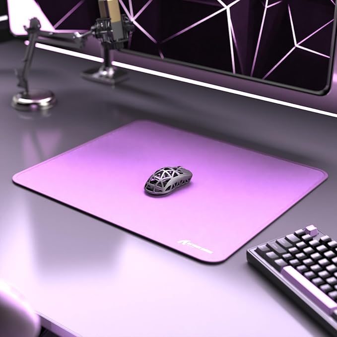 ATTACK SHARK CM02 Gaming Mouse Pad for Esports Speed Large Mouse mats for Desk Waterproof Surface Stitched Edges and Anti-Slip Rubber Base Size L Laminate 17.72” x 15.75” x 0.16” Purple