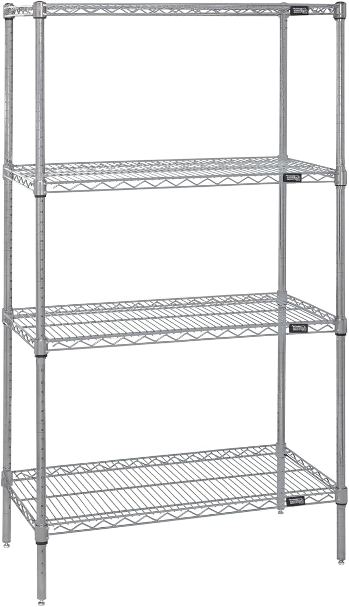 Quantum Storage Systems WR74-2160S Starter Kit Wire Shelves Stainless Steel 4 Shelves 74" H x 60" W x 21" D