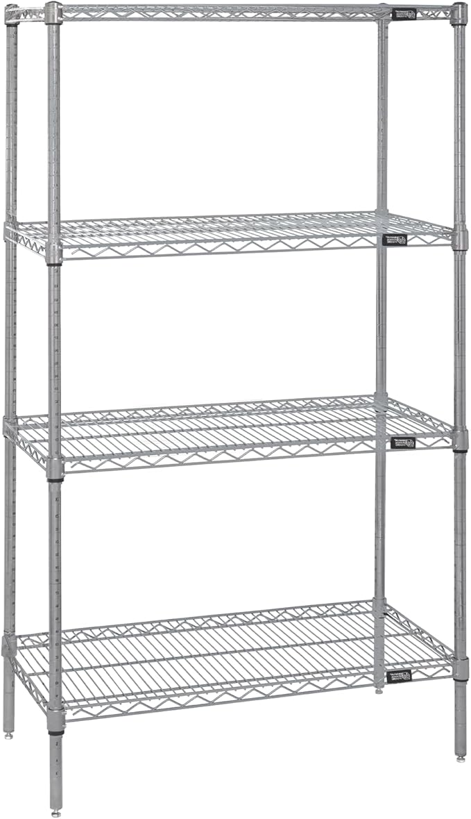 Quantum Storage Systems WR74-3660S Starter Kit Wire Shelves Stainless Steel 4 Shelves 74" H x 60" W x 36" D