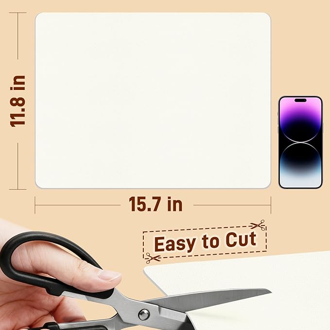 Cuttable PU Leather Nightstand Mat - 15.7x11.8in, Waterproof, Heat Resistant & Non-Slip Night Stand Accessories, Bedside Table Mat, Dresser Protector Top, End Table Cover, Small Desk Mat, Cream White