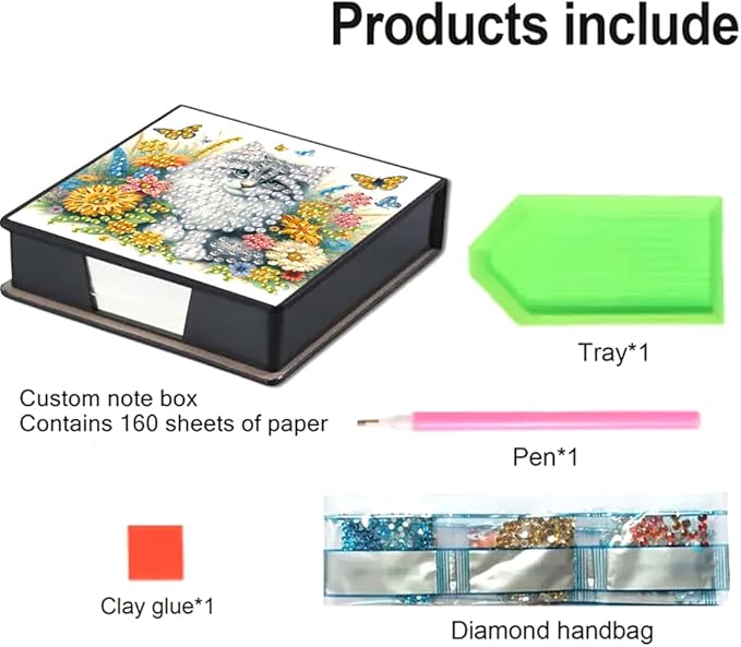 Generic Cat Painting Memo Pad Holder with 160 Sheets of Paper for DIY Art Craft