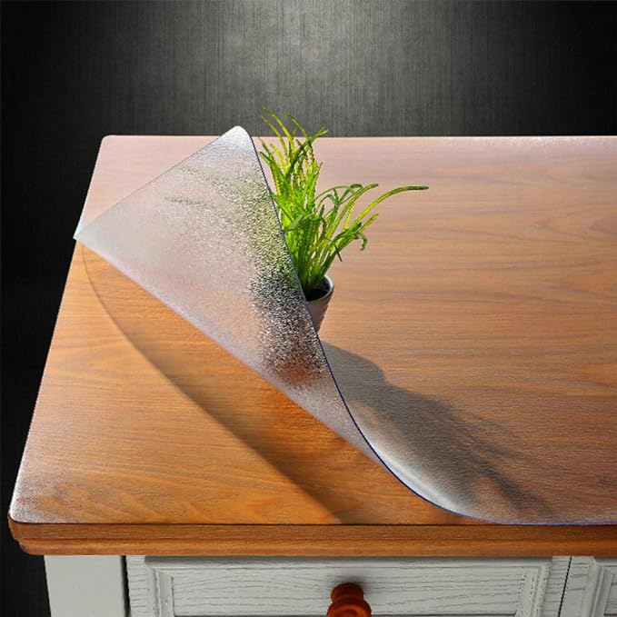 NECAUX Custom 14 x 48 Inch Frosted Desk Cover Protector, 1.5mm Thick Plastic Table Pad, Table Protector for Office Computer Writing Desk, Sofa Table, Media Stand, Coffee Table