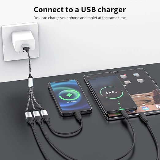 Fidioto USB Splitter Y Cable,USB 1 Male to 3 Female Extension Cord Connector,Dual Double USBA Port Extender Hub,Data&Charger Power Split Adapter for Mac,Laptop,PC,Xbox One Series X/S,PS4,PS5