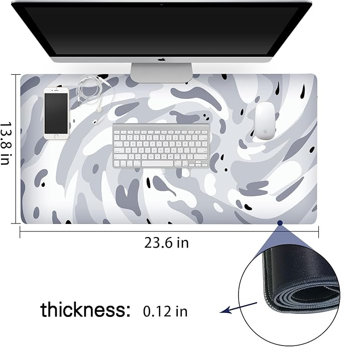 Fluid Pattern XL Mouse Pad,Super Thick Waterproof Fluid Pattern Large Gaming Mousepad with Stitched Edge,Mouse Computer Desk Accessories,Non-Slip Base Mouse Keyboard Mat 600X350X3mm